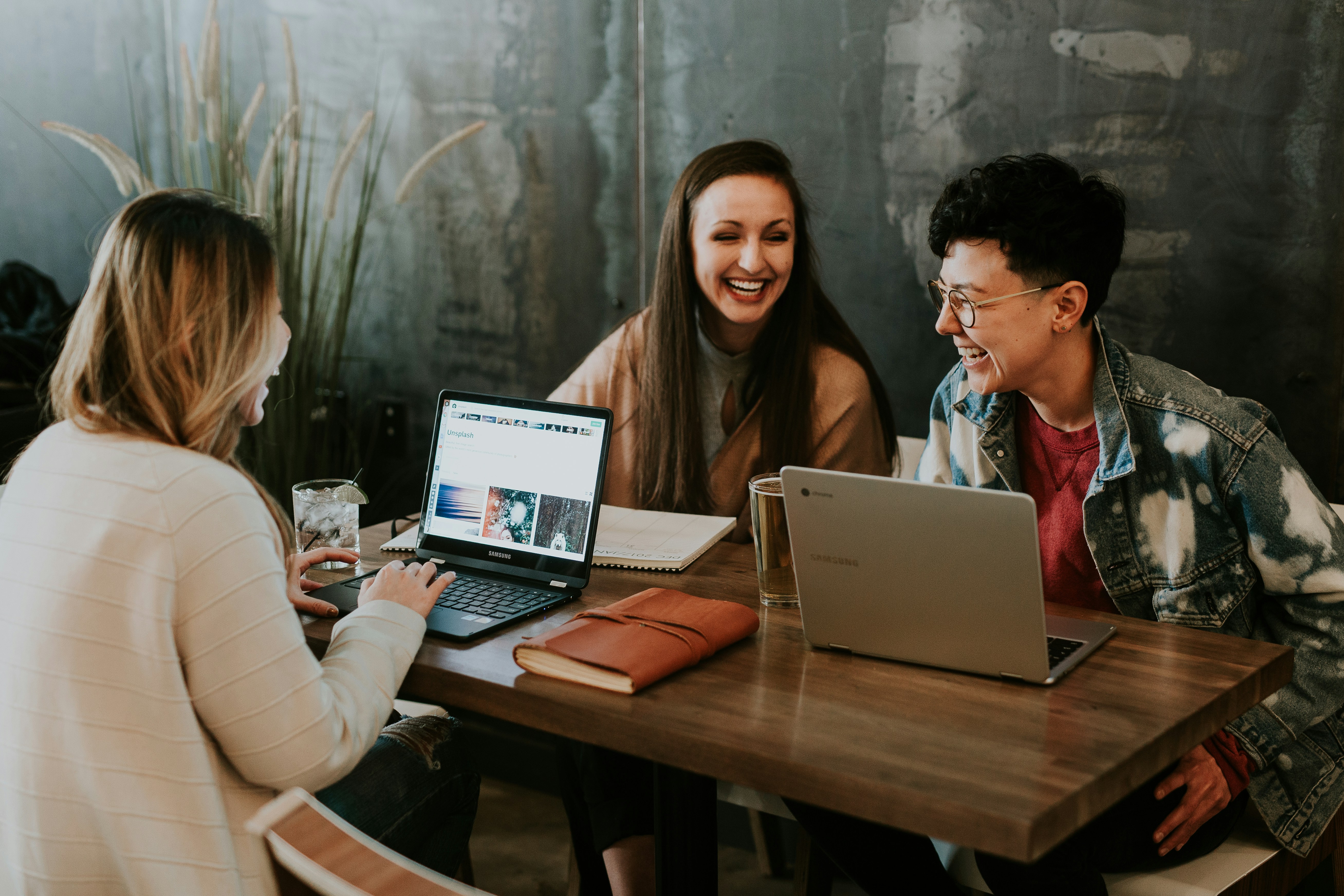 A team collaborating in their workplace